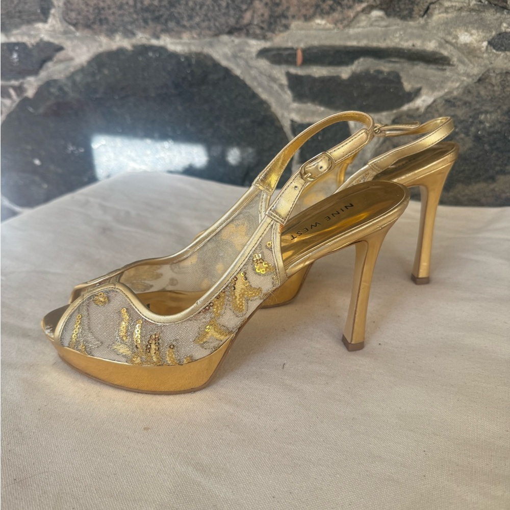 Nine West  Gold and Silver High Heels prom shoes